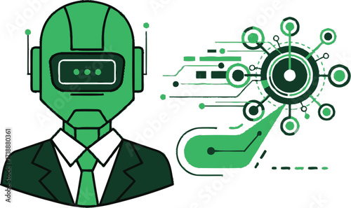 Ai robot business automation technology digital assistant editable vector