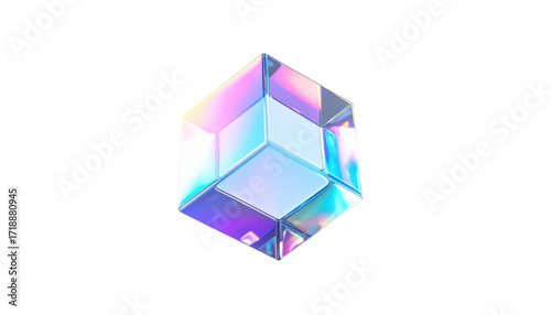Iridescent Cube A Captivating Display of Light and Color.