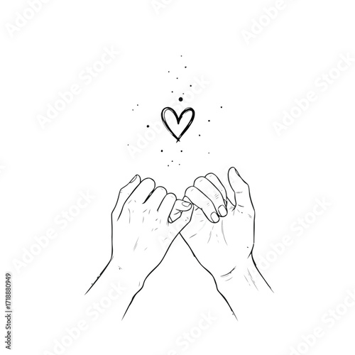 Vector illustration of illustration of pinky promise hands forming a heart shape