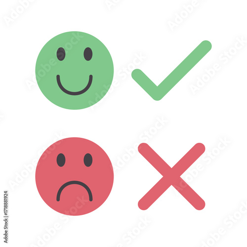 Rating and emoticon for review. Stock Illustration
