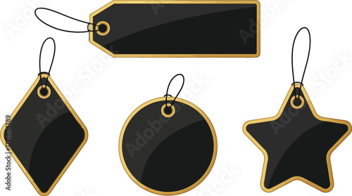 Black price tags shapes sale tags product tags blank tags