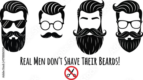 Beard styles vector illustration for hipster barbershop logo