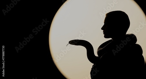 silhouette of a girl with a snake