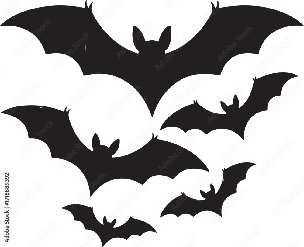 Fototapeta premium Halloween bats flying silhouette vector
