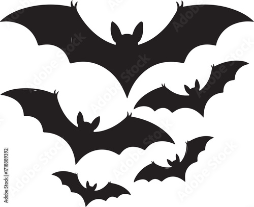 Halloween bats flying silhouette vector