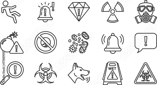 Hazard warning signs vector set safety danger caution icons
