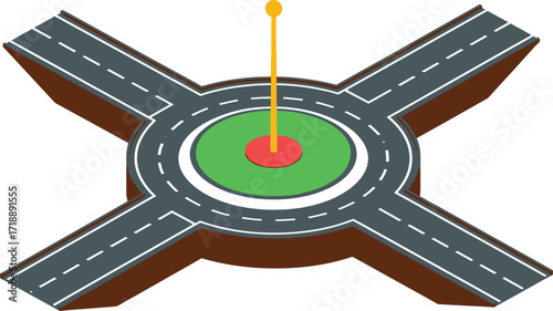 Roundabout intersection traffic circle road design concept