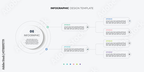 Modern infographic label design with circle infographic template design and 6 options or steps. Can be used for process diagram, presentations, workflow layout, banner, flow chart, info graph.
