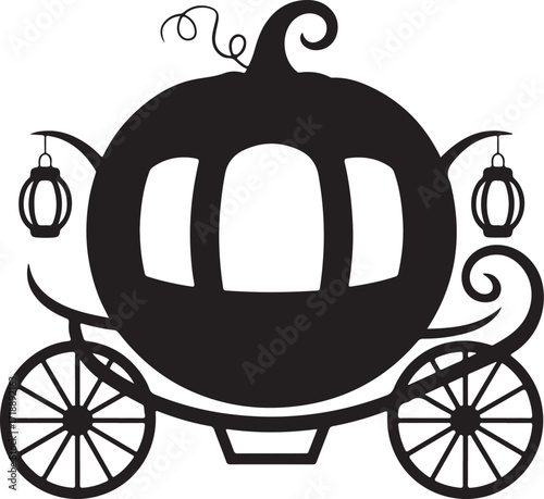 Halloween pumpkin carriage silhouette fairy tale style