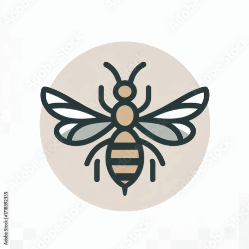 Stylized Bee Illustration with Detailed Wings and Body Markings.