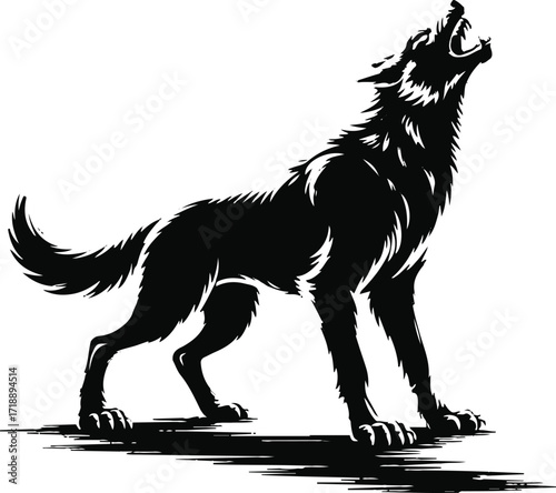 Halloween werewolf howling silhouette vector