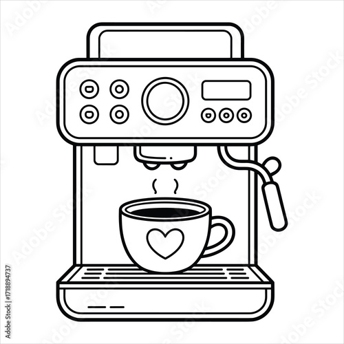 Coffee Machine Espresso Coloring Page for Kids and Adults