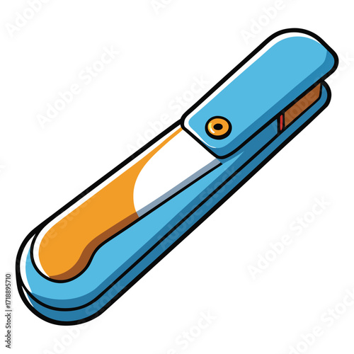 Cartoon Stapler with Light Blue Casing and Orange Accent for Office Organization
