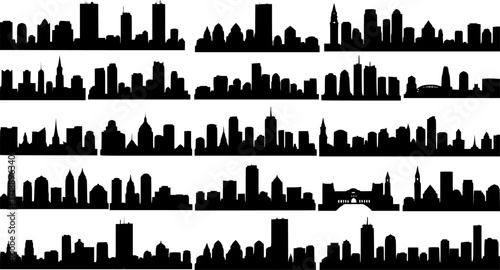 Boston City skyline silhouette vector, City skyline black silhouette
