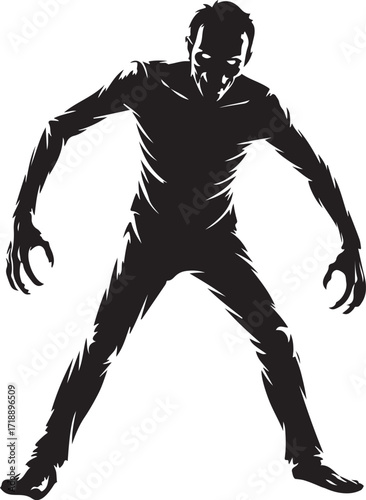 Halloween zombie walking silhouette vector