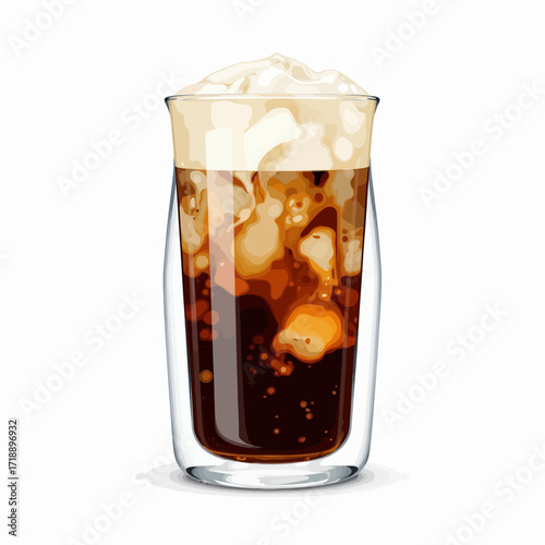 Refreshing Tall Glass of Iced Coffee with Rich Creamy Foam Swirls Captivating Contrast and Inviting Delicious Aroma Perfect for Any Coffee Lover's Enjoyment