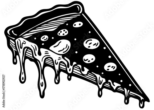 Classic Pizza Slice Silhouette, American Food SVG, PNG