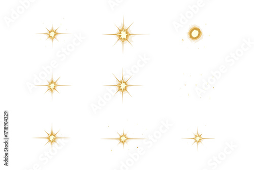Sparkling warm white stars, flickering and flashing light effects set, glowing luminous sparkle collection, bright radiant light overlays, realistic twinkling star bursts vector