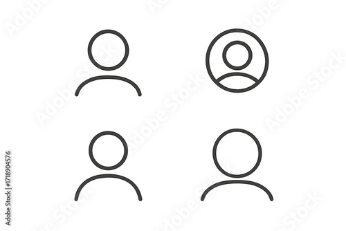 Minimalistic User Icon Vector, Person Silhouette Sign for Web, Graphic Design, Apps, Banners, Social Networks, Cards, Transparent Background, Cartoon Style Illustration