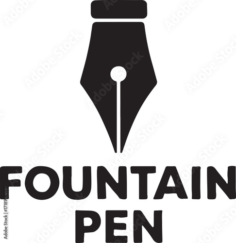 Silhouette of a fountain pen banner, ideal for writing, calligraphy, stationery, and creative designs.