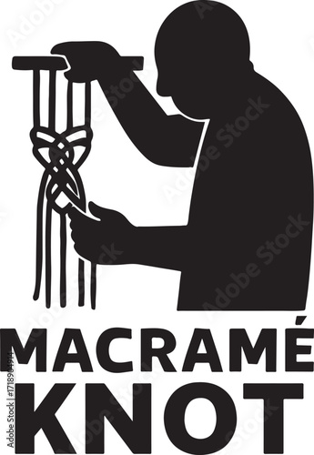 Silhouette of a macramé knot banner, perfect for DIY crafts, home decor, and boho designs.