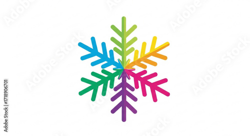 Colorful snowflake vector design for winter holidays christmas and new year celebration graphic element isolated
