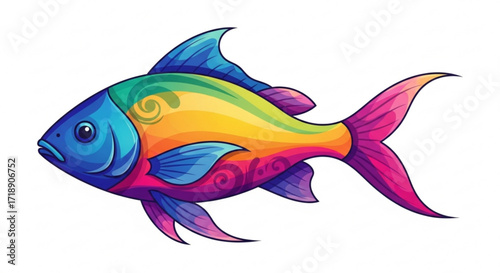 Colorful fish illustration vector graphic design tropical fish underwater life aquatic animal sea creature art