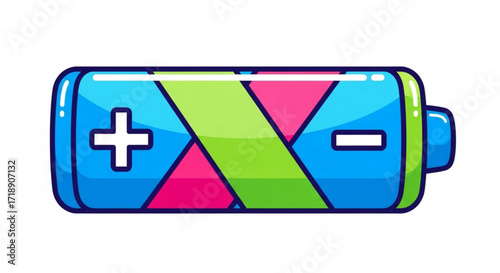 Colorful battery icon energy power charge electricity volt cell alkaline lithium ion aaa aa c d 9v