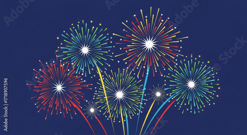 Colorful fireworks display illustration for new year celebration and festive events graphic design element vector