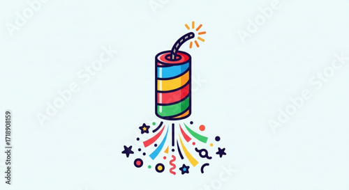 Downloadable colorful firecracker illustration for new year celebration and festive event decorations vector art