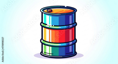 Colorful industrial oil barrel container vector illustration design for storage and transport of liquids