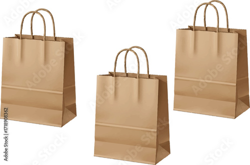 I see this image shows **three brown paper bags** with handles.