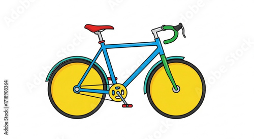 Illustration of a colorful road bicycle for exercise and recreation cycling bike for transportation ride
