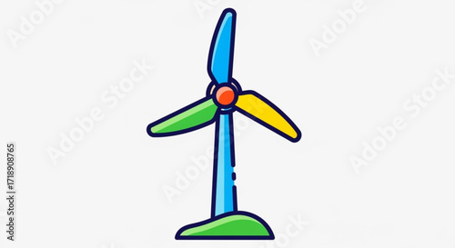 Windmill turbine energy renewable power electricity generator ecology environment clean sustainable technology icon