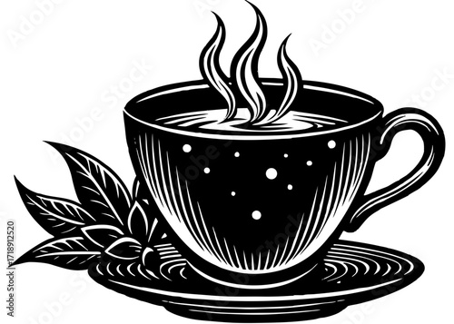 Coffee Cup Silhouette with Steam Rising, American Food SVG, PNG