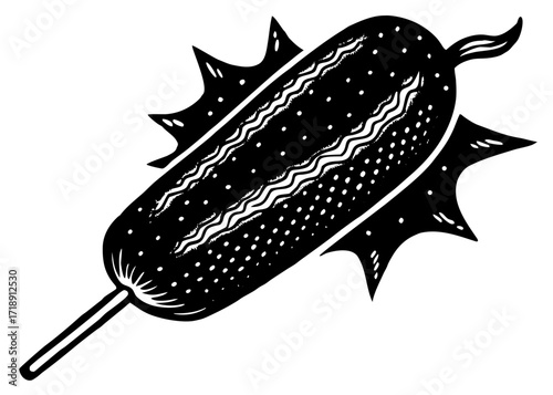 Corn Dog Silhouette on Stick, American Food SVG, PNG