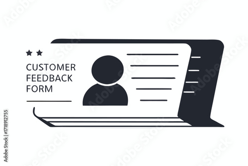 Customer Feedback Form, Satisfaction Survey Icon with Stars, on White Background