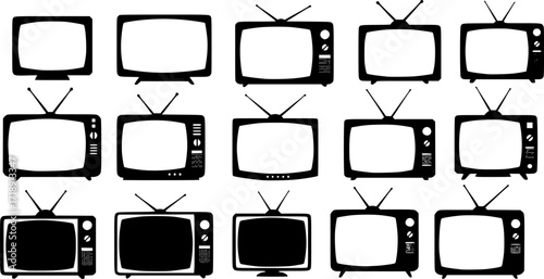television silhouette vector, old television black silhouette, tv icon symbol
