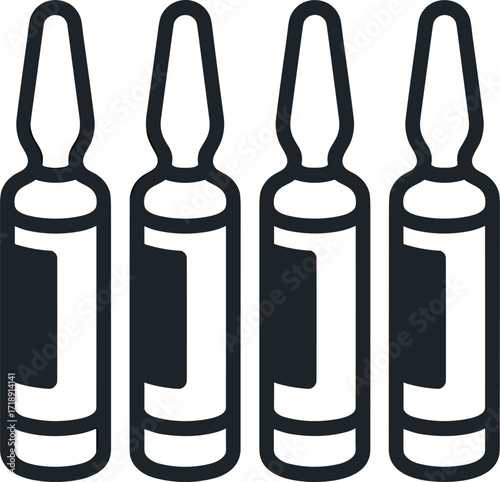 Four Medical Ampoules Lined Up Icon medicine vial