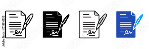 paperwork Icon Set Multiple Style Collection. Document, Folder, Clipboard, Pen, Pencil, Paper, File, Contract, Stamp, Envelope, Calendar, Checklist, Spreadsheet, Archive, Report, Signature, Receipt, I