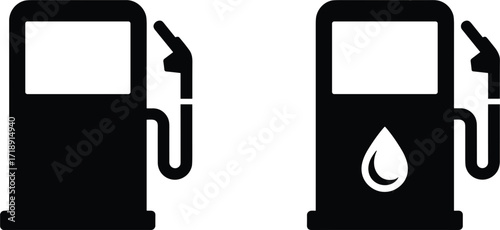 Gas pump icons one solid and one with fuel drop on white background fuel pump gasoline