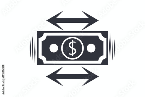 Dollar Bill Exchange Flow Vector, Finance Transfer Icon on White Background, Currency