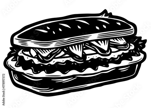 Cheesesteak Sandwich Silhouette, American Food SVG, PNG