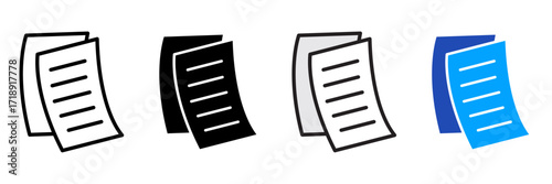 paperwork Icon Set Multiple Style Collection. Document, Folder, Clipboard, Pen, Pencil, Paper, File, Contract, Stamp, Envelope, Calendar, Checklist, Spreadsheet, Archive, Report, Signature, Receipt, I