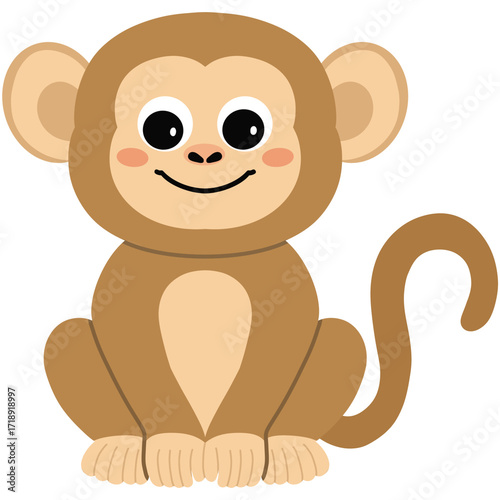 Photography Cartoon illustration of a sitting monkey