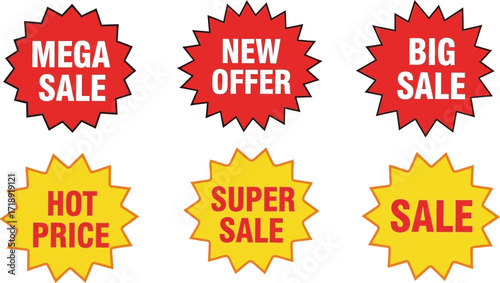 Sale offer promotion discount price mega big super hot new stickers editable stock