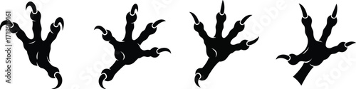 Four black claw marks isolated on white background perfect for halloween designs