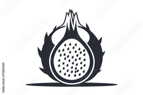Dragon fruit icon. Exotic fruit in simplistic style design on white