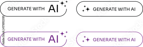 Modern Generate with AI Button Vector Design with Sparkle Icon, CTA Button design