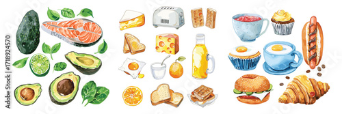 Healthy food ingredient cooking vector set illustration